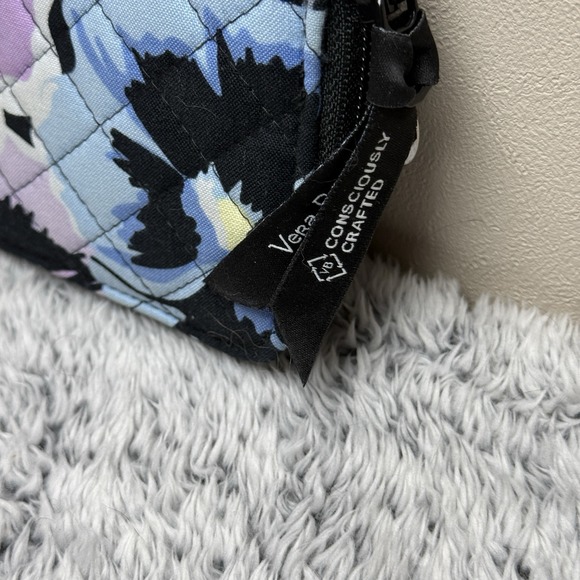 Vera Bradley Cotton Bifold Wallet in Floating Plum Pansies RFID Protected - Picture 5 of 10